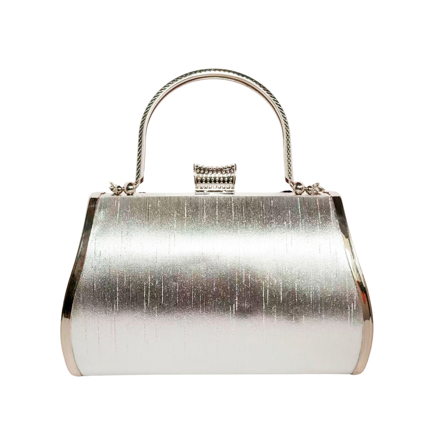 Bolso Rígido para Dama 1 Pieza con Decoración de Brillantes y Rosas Elegantes en Plata y Dorado Ye Store
