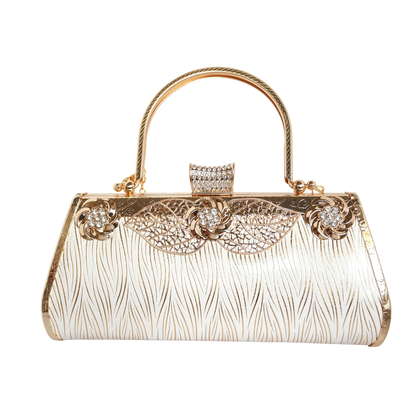 Bolso Rígido para Dama 1 Pieza con Decoración de Brillantes y Rosas Elegantes en Dorado Ye Store