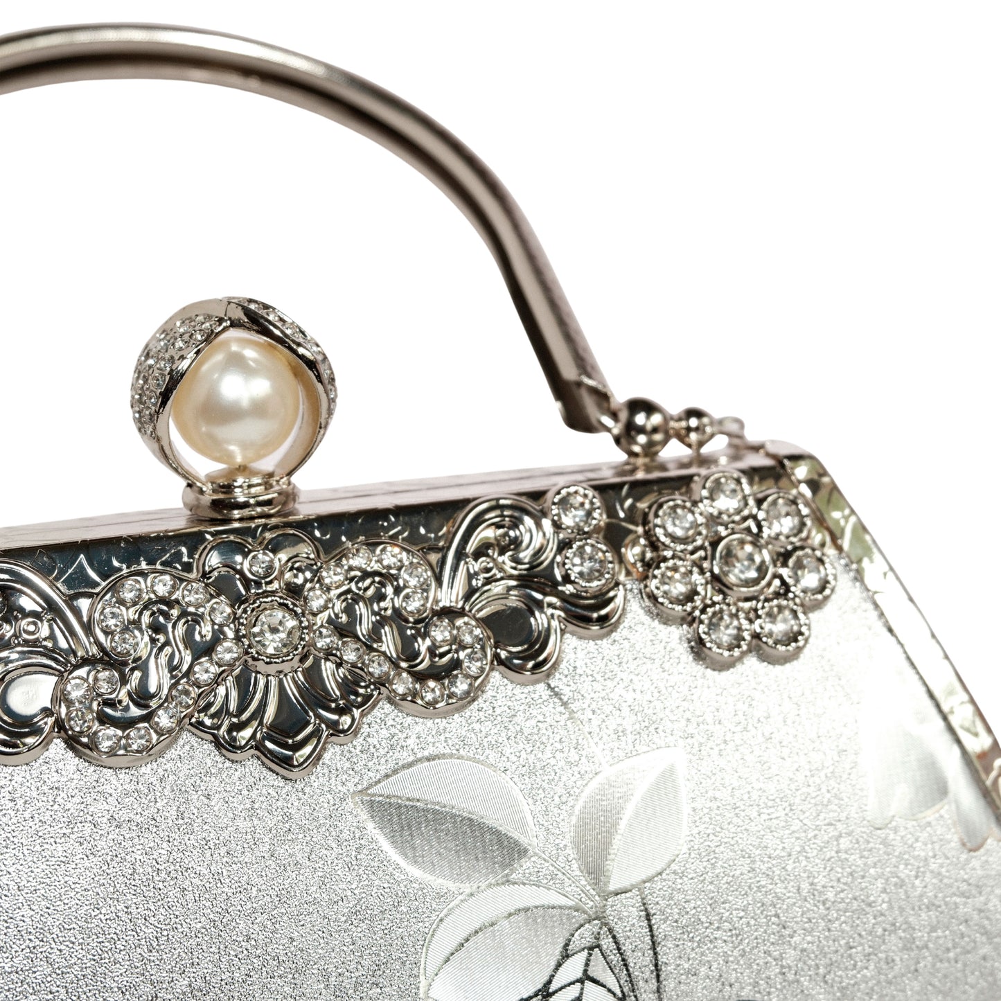 Bolso Rígido para Dama 1 Pieza con Decoración de Brillantes y Rosas Elegantes en Plata Ye Store