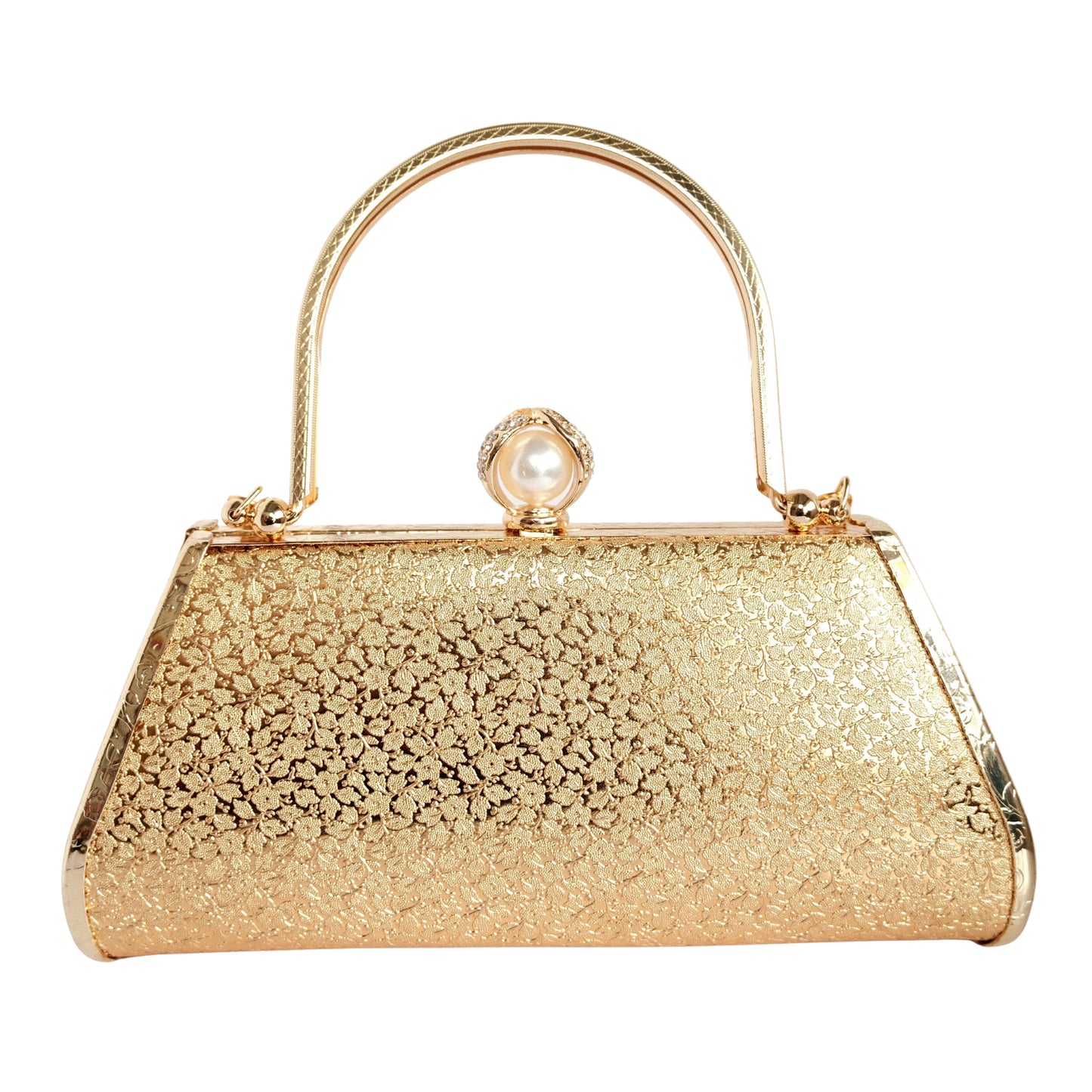 Bolso Rígido para Dama 1 Pieza con Decoración de Brillantes y Rosas Elegantes en Dorado Ye Store