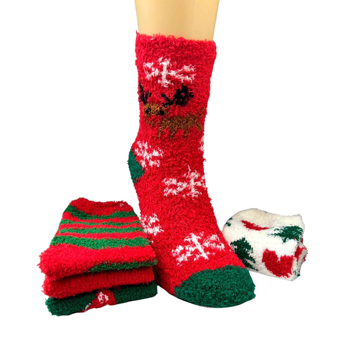 Calceta afelpada navideña Unisex Paquete de 6 a 12 pares Ye Store