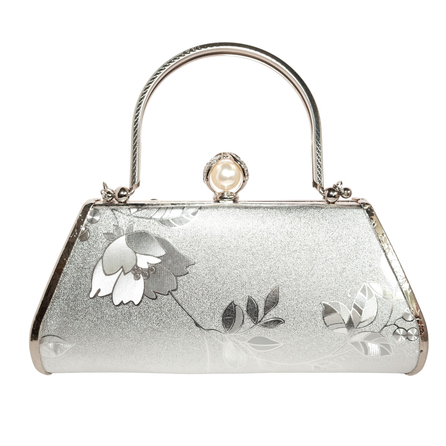 Bolso Rígido para Dama 1 Pieza con Decoración de Brillantes y Rosas Elegantes en Plata Ye Store