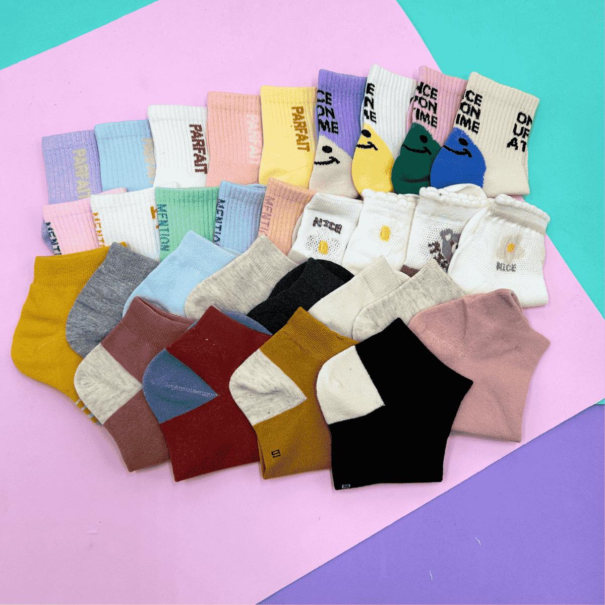 Kit 10 pares de calcetines para dama + 10 pares de calcetines infantiles