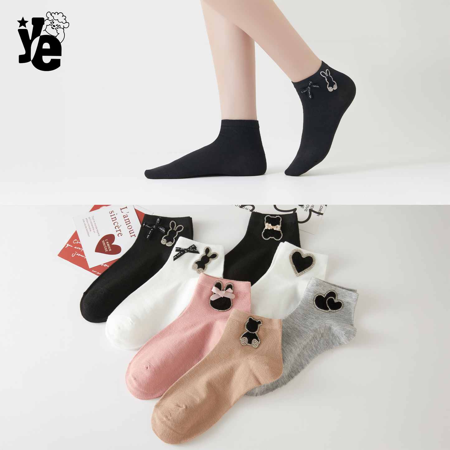 Calcetas Cortas para dama con detalles brillantes 6 a 12 pares Ye Store