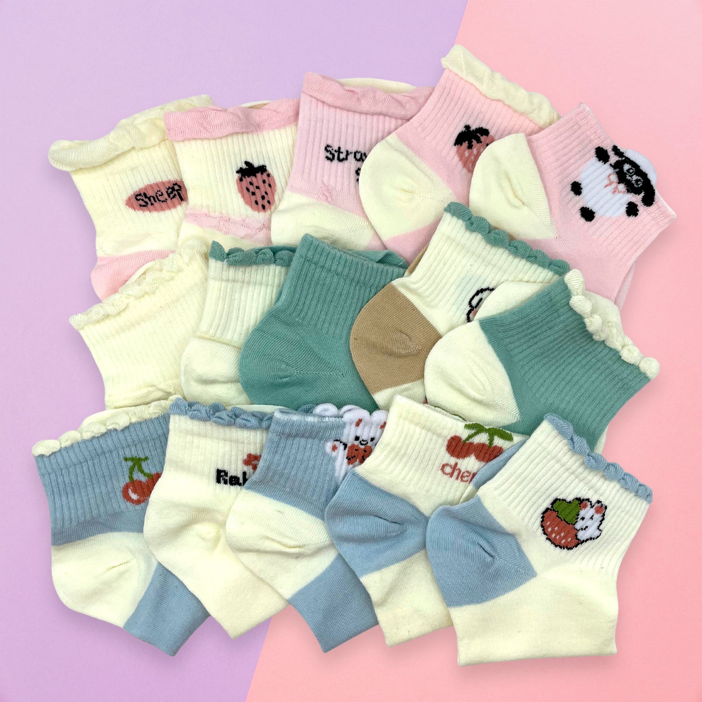 Calceta Tobillera Para Dama Bulto 1200 Pares Cómodos Algodón Lindos Suaves Estampado Ye Store