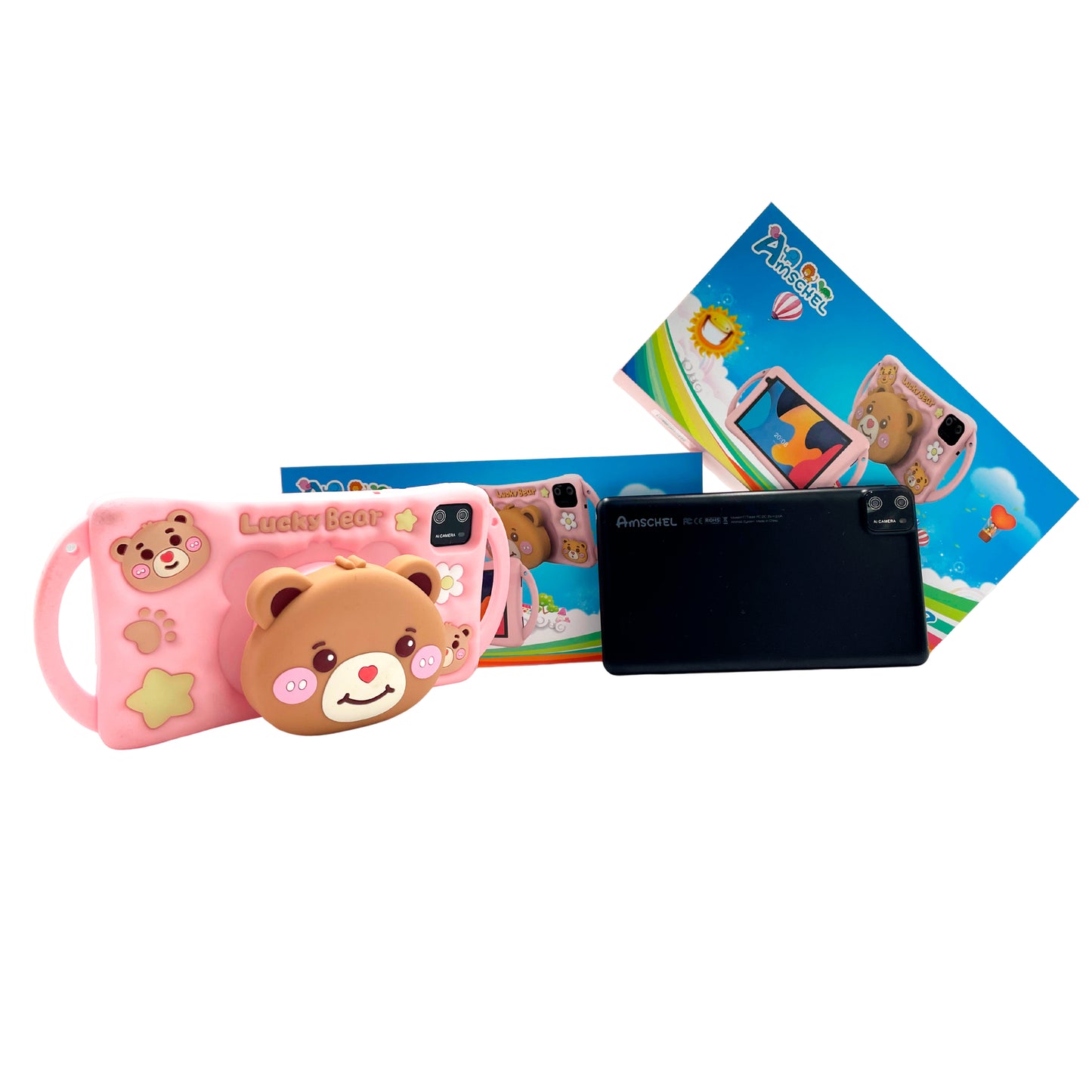 Tablet para Niños Amschel – Pantalla Táctil, WiFi y Funda con Diseño Divertido Antigolpes