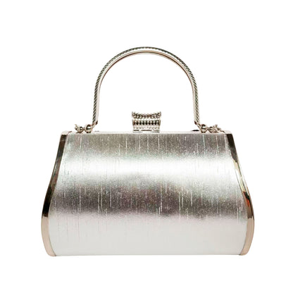 Bolso Rígido para Dama 1 Pieza con Decoración de Brillantes y Rosas Elegantes en Plata y Dorado Ye Store