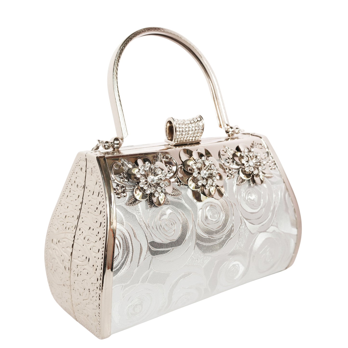Bolso Rígido para Dama 1 Pieza con Decoración de Brillantes y Rosas Elegantes en Rojo y Dorado Ye Store