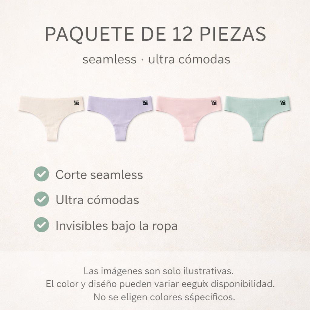 Calzón Para Dama Mayoreo Invisible Ultradelgado Segunda Piel sin Costuras Cero Líneas Cómodo Ligero Elástico Varios Colores Ye Store