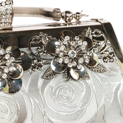 Bolso Rígido para Dama 1 Pieza con Decoración de Brillantes y Rosas Elegantes en Rojo y Dorado Ye Store