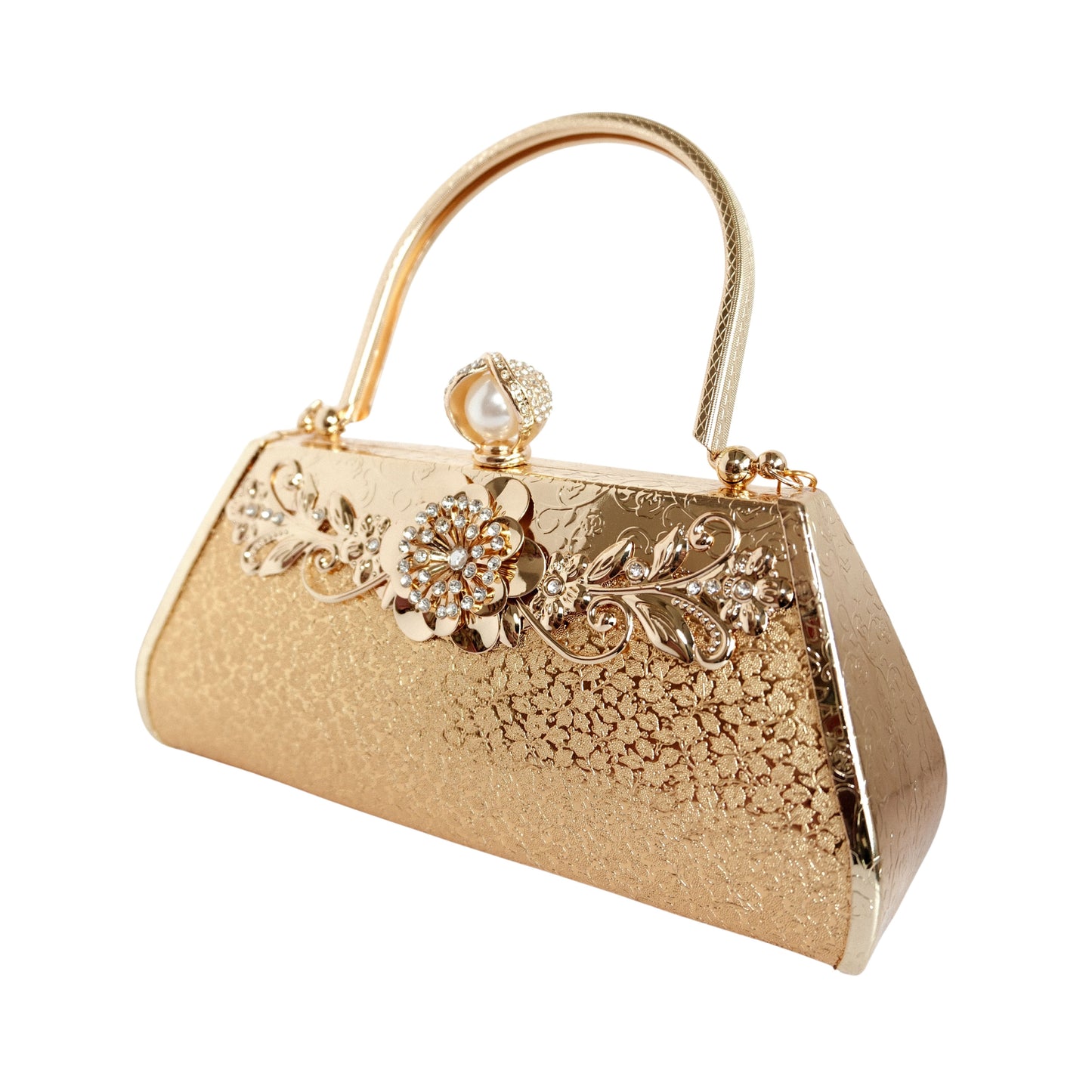 Bolso Rígido para Dama 1 Pieza con Decoración de Brillantes y Rosas Elegantes en Dorado Ye Store