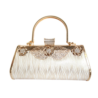Bolso Rígido para Dama 1 Pieza con Decoración de Brillantes y Rosas Elegantes en Dorado Ye Store