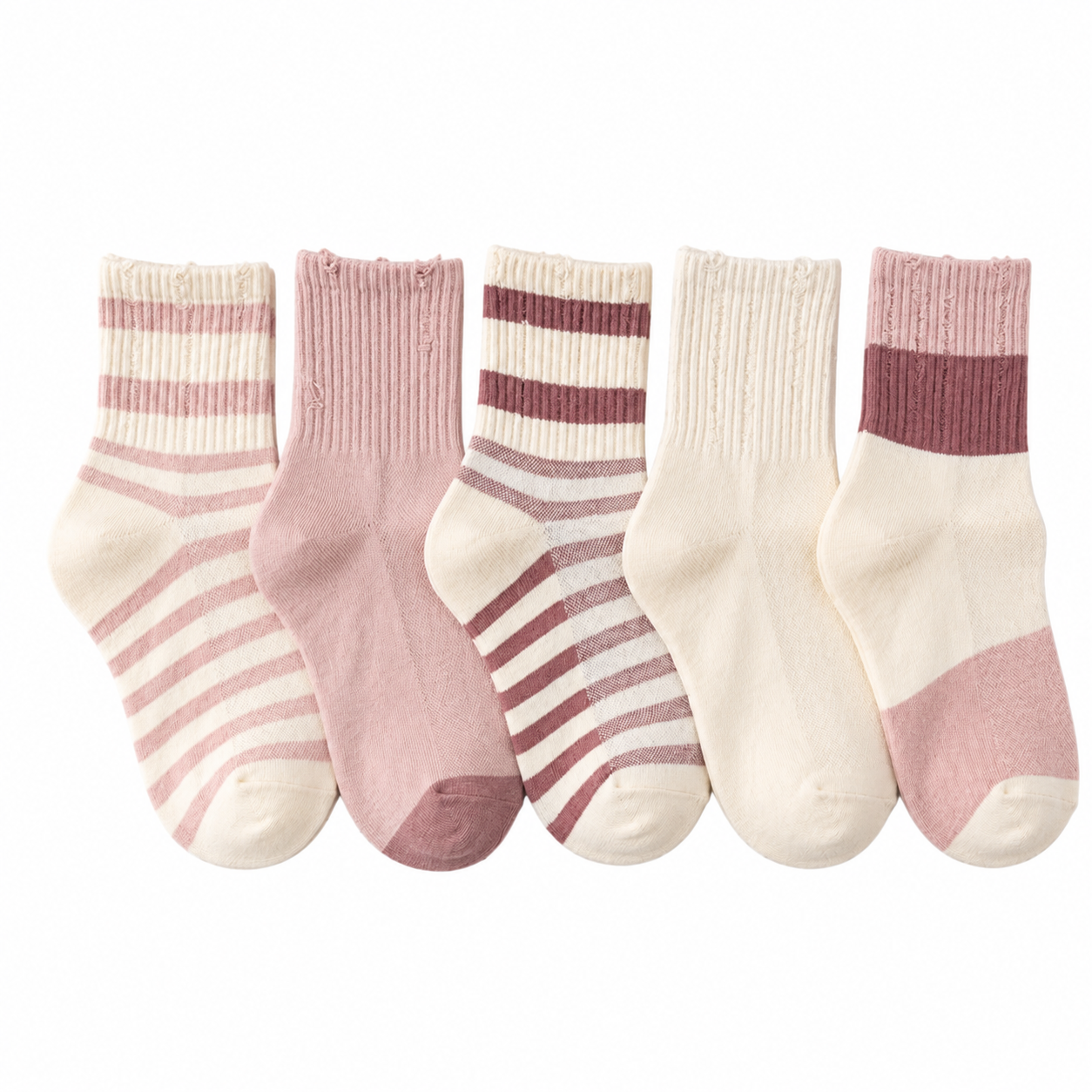 Calcetas 3/4 Para Mujer 10 Pares Suaves Cómodas Transpirables Diseños Mix Rayadas Casual Moda Dama YE STORE SKU 3072