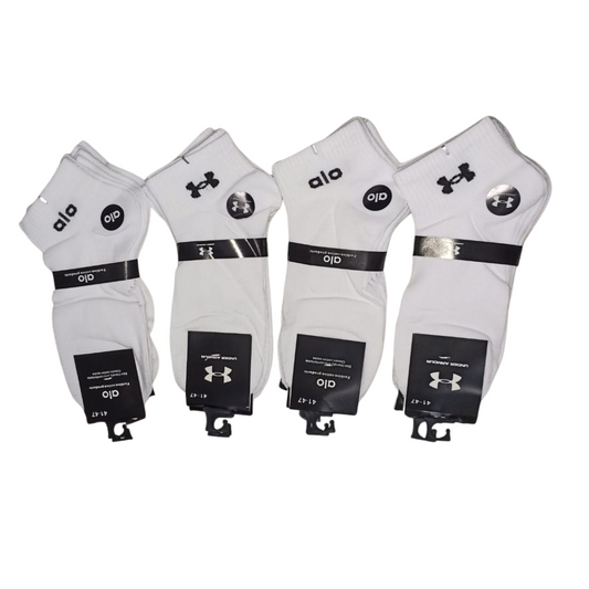 Paquete de 12 Pares de Calcetas Blancas con Marca Para Hombre