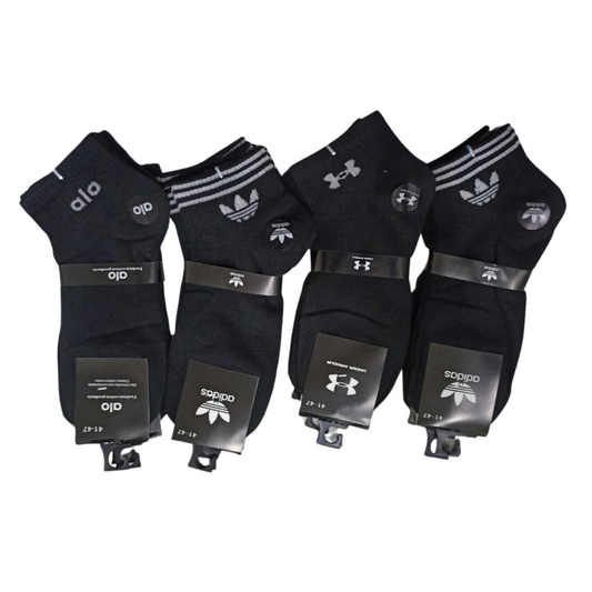 Paquete de 12 Pares de Calcetas Negras con Marca Para Hombre