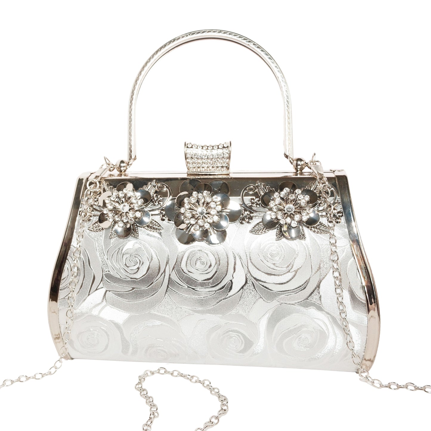 Bolso Rígido para Dama 1 Pieza con Decoración de Brillantes y Rosas Elegantes en Rojo y Dorado Ye Store