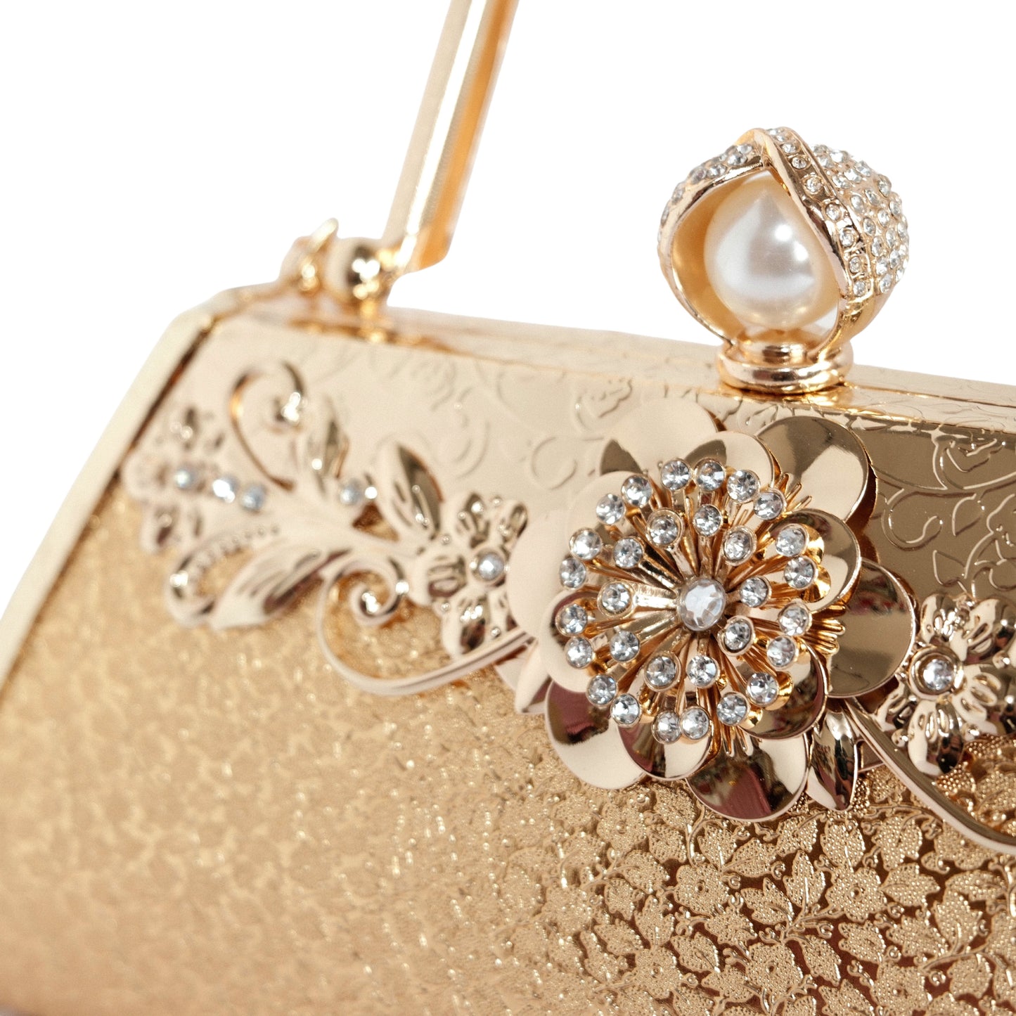 Bolso Rígido para Dama 1 Pieza con Decoración de Brillantes y Rosas Elegantes en Dorado Ye Store