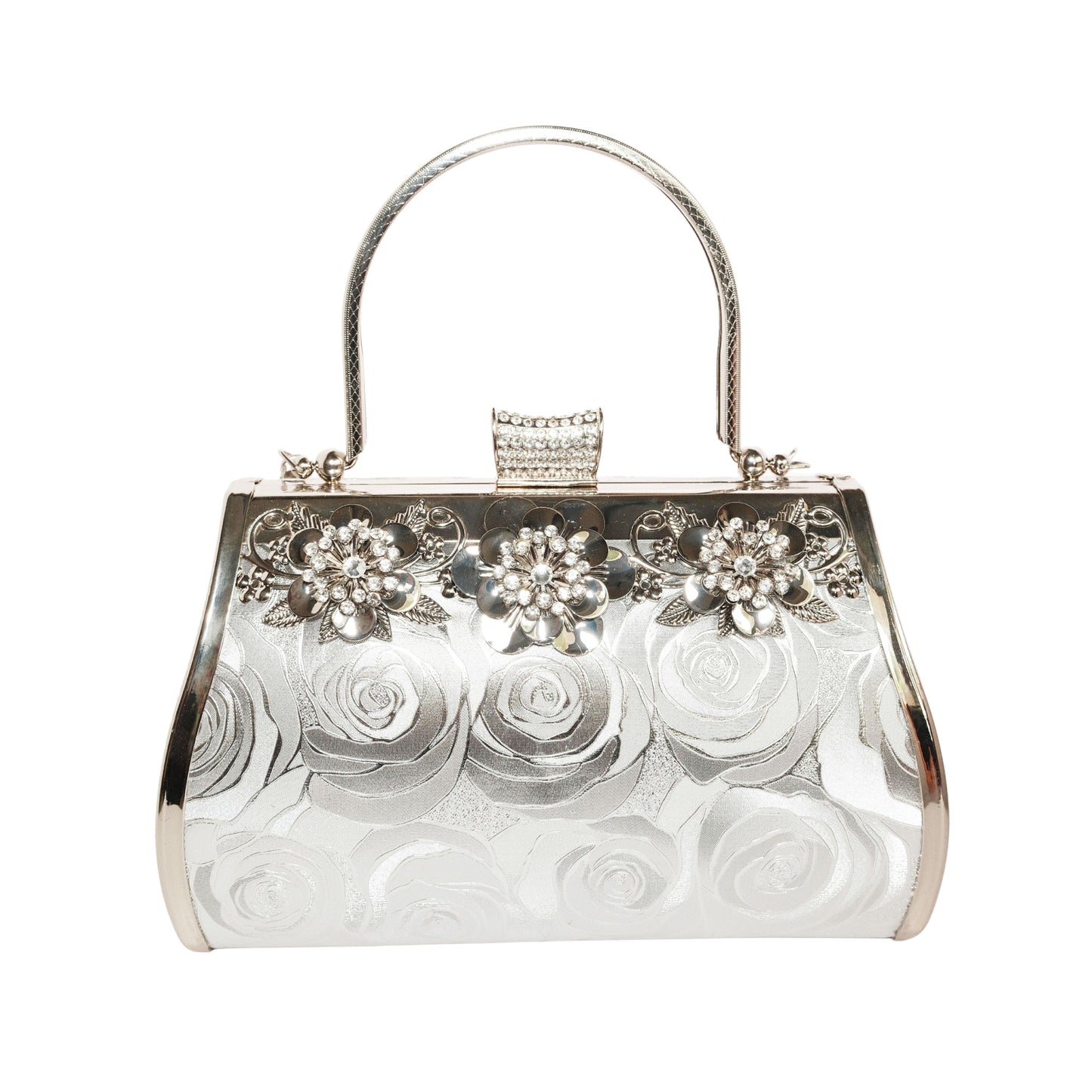 Bolso Rígido para Dama 1 Pieza con Decoración de Brillantes y Rosas Elegantes en Rojo y Dorado Ye Store