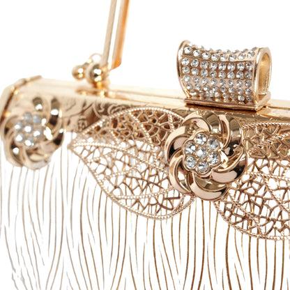Bolso Rígido para Dama 1 Pieza con Decoración de Brillantes y Rosas Elegantes en Dorado Ye Store