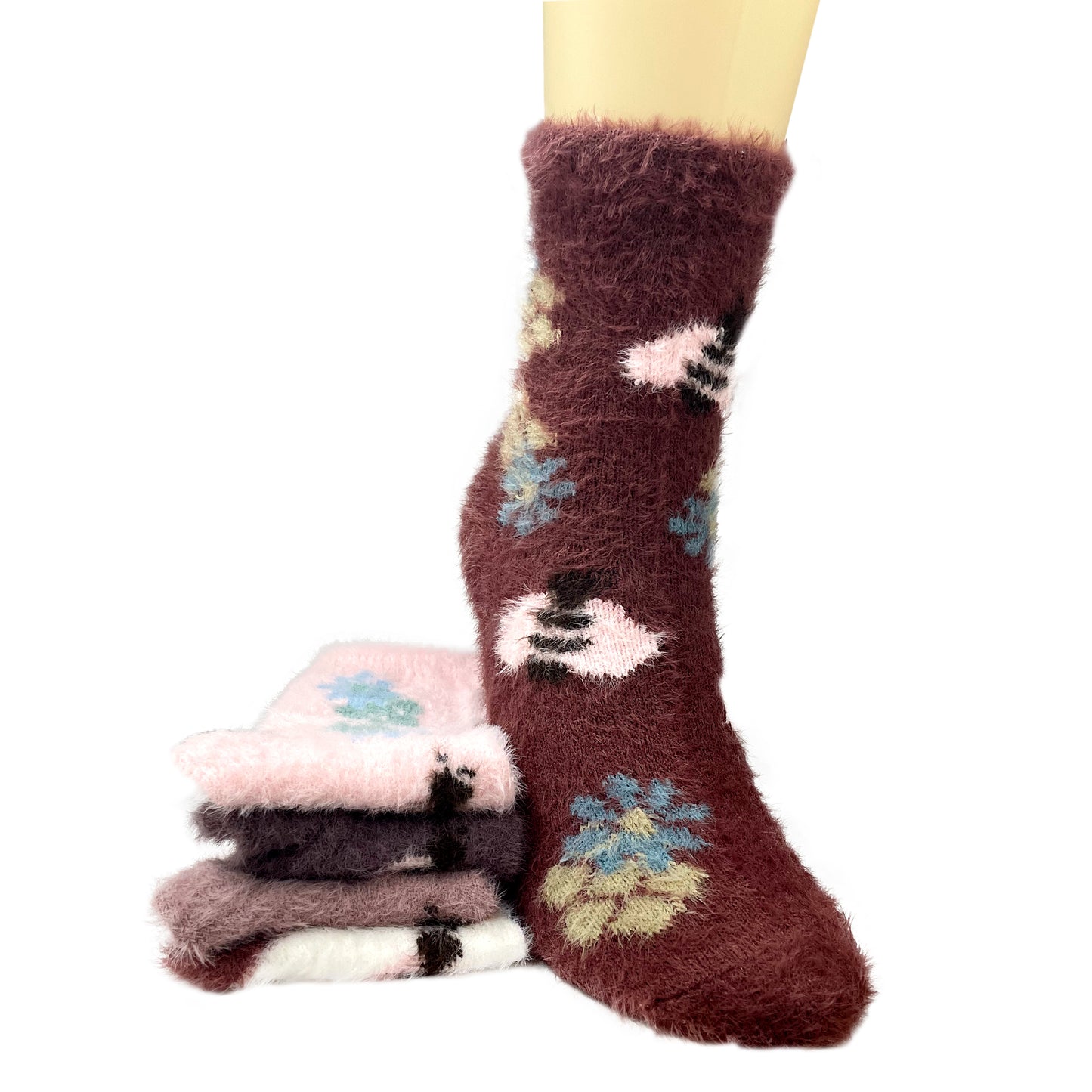 Paquete de 12 pares de Calcetas Afelpadas para Dama Cálidas Suaves y Cómodas Diseño Variado Ye Store