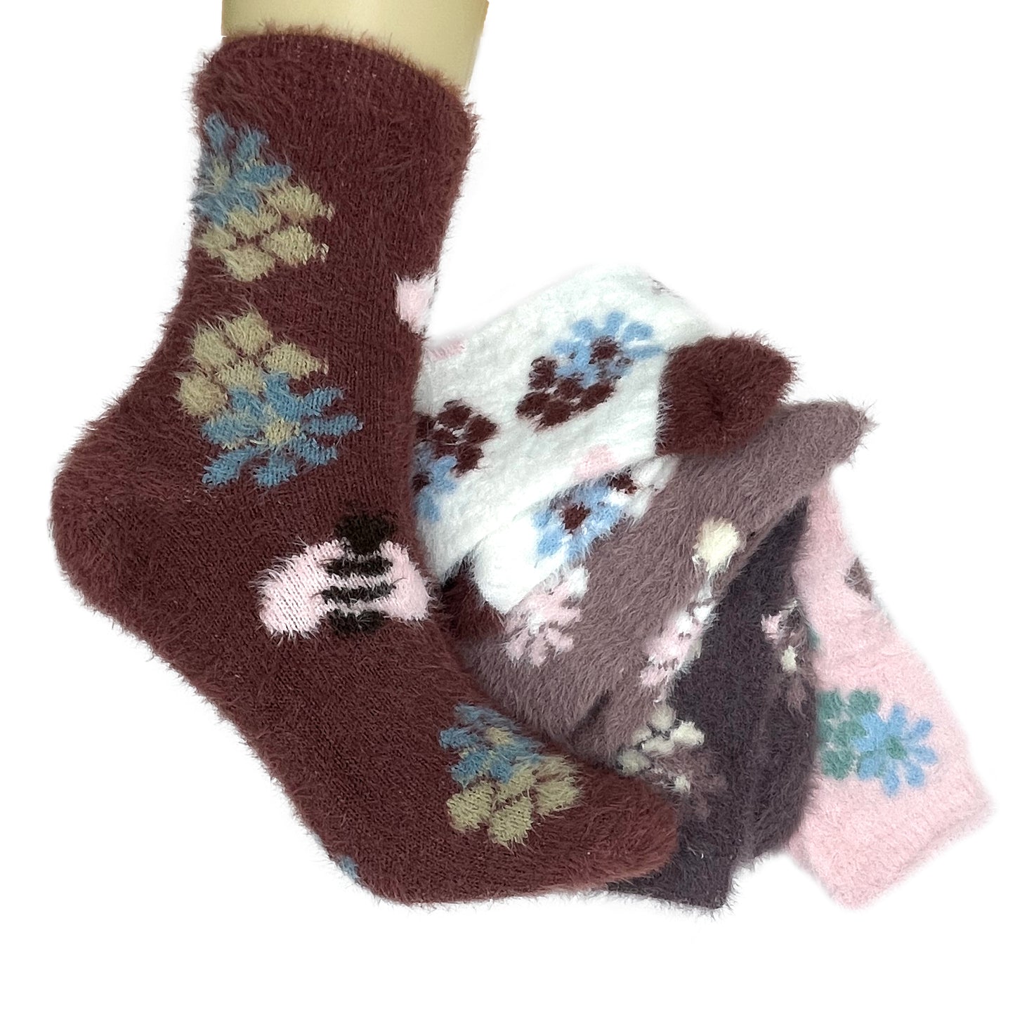 Paquete de 12 pares de Calcetas Afelpadas para Dama Cálidas Suaves y Cómodas Diseño Variado Ye Store