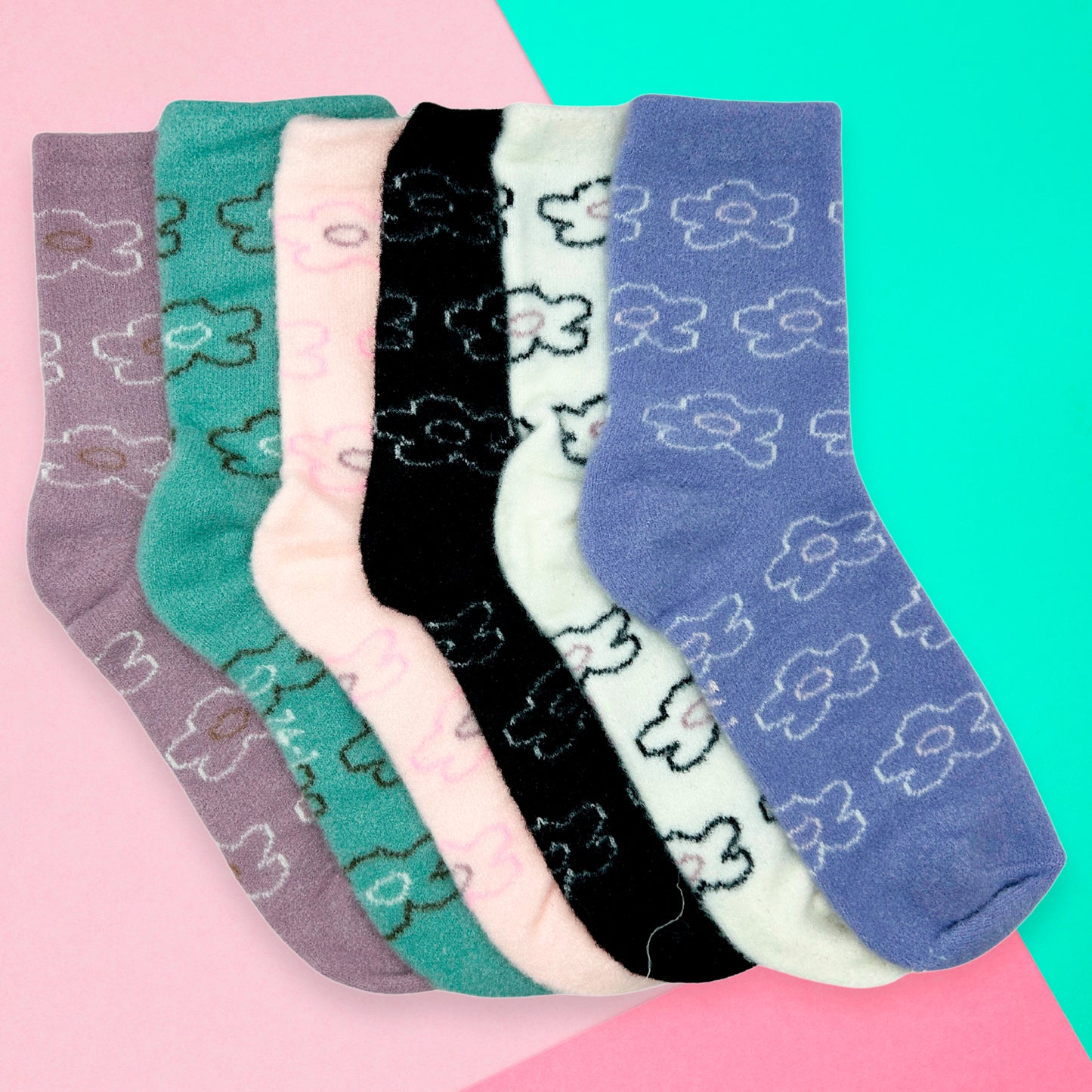 Paquete de 12 pares de Calcetas Afelpadas para Dama Cálidas Suaves y Cómodas Diseño Variado Ye Store