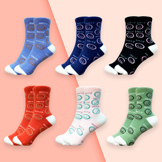 Paquete de 12 pares de Calcetas Afelpadas para Dama Cálidas Suaves y Cómodas Diseño Variado Ye Store