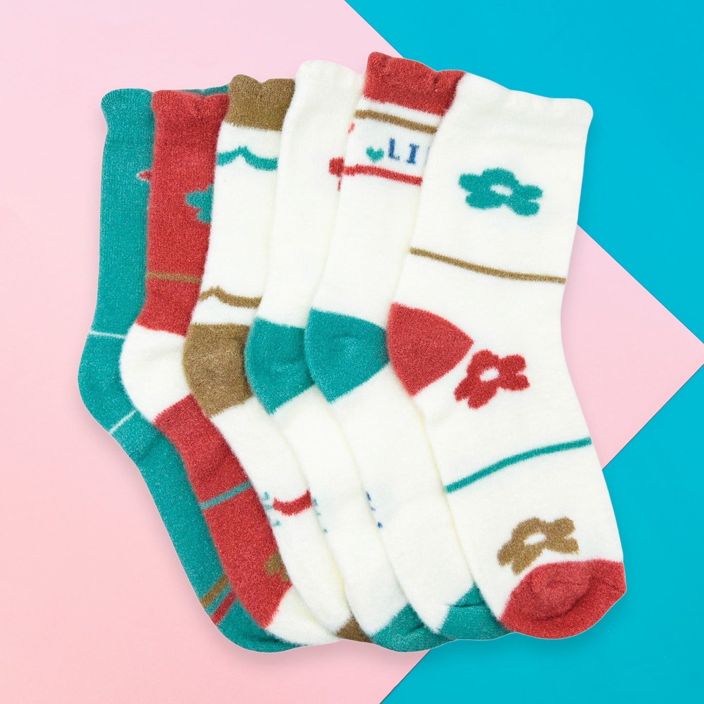 Paquete de 12 pares de Calcetas Afelpadas para Dama Cálidas Suaves y Cómodas Diseño Variado Ye Store