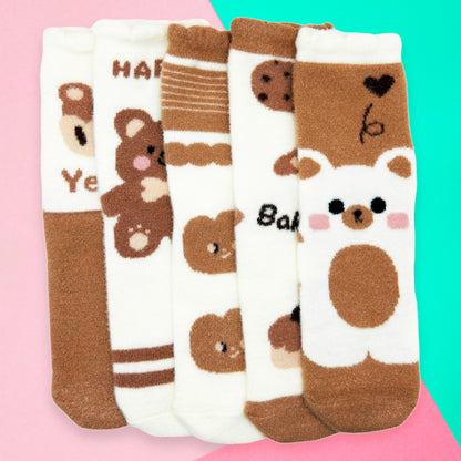 Calceta Afelpada De Invierno Para Dama Paquete De 12 Pares Confección Suave Talla Única Calidad Acogedora Estilo Versátil Diseños Variados Ye Store