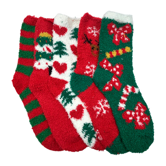 Calceta afelpada navideña Unisex Paquete de 6 a 12 pares Ye Store