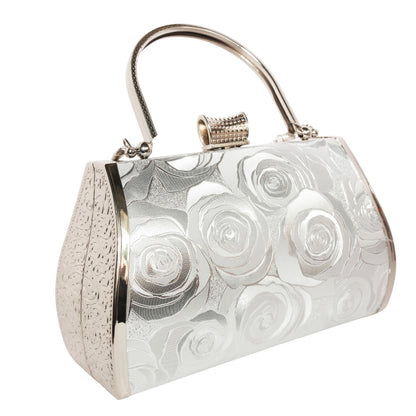 Bolso Rígido para Dama 1 Pieza con Decoración de Brillantes y Rosas Elegantes en Rojo y Dorado Ye Store