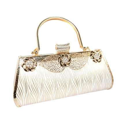 Bolso Rígido para Dama 1 Pieza con Decoración de Brillantes y Rosas Elegantes en Dorado Ye Store