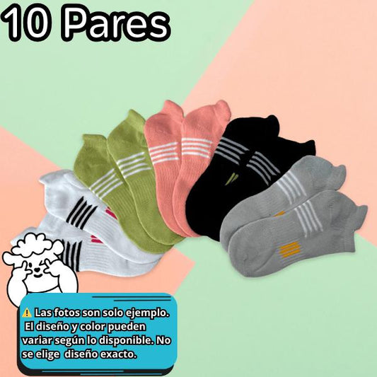 Calcetas Cortas para Dama Paquete de 10 Pares Frescas y Cómodas en Algodón Ye Store