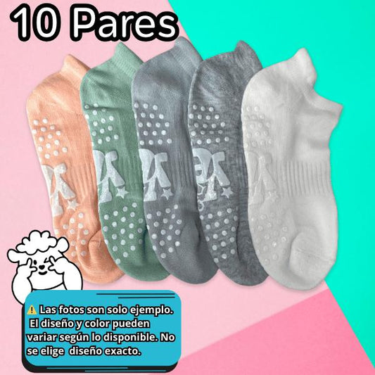 Calcetines para Dama Paquete de 10 Pares Antideslizantes Para Yoga Pilates Ejercicio Seguros Ye Store