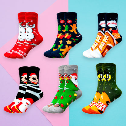 Calceta Afelpada De Invierno Para Caballero Paquete De 12 Pares Confección Suave Talla Única Calidad Acogedora Estilo Versátil Diseños Navideños Variados Ye Store