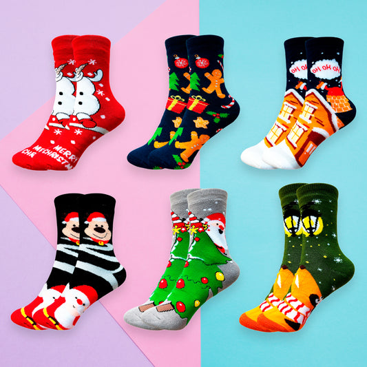 Calceta Afelpada De Invierno Para Caballero Bulto de 360 Pares Confección Suave Talla Única Calidad Acogedora Estilo Versátil Diseños Navideños Variados Ye Store