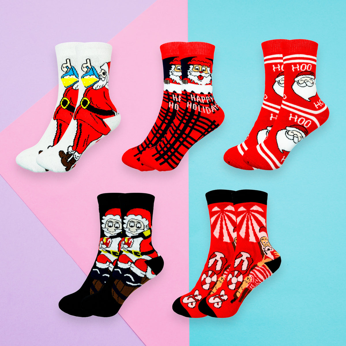 Calceta Afelpada De Invierno Para Caballero Paquete De 12 Pares Confección Suave Talla Única Calidad Acogedora Estilo Versátil Diseños Variados Navideños Ye Store