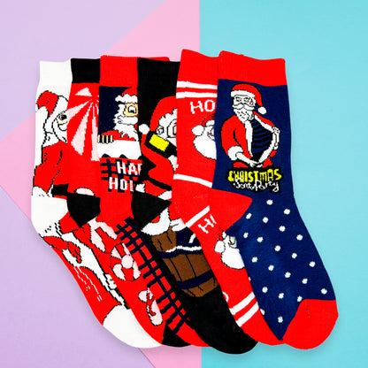 Calceta Afelpada De Invierno Para Caballero Paquete De 12 Pares Confección Suave Talla Única Calidad Acogedora Estilo Versátil Diseños Variados Navideños Ye Store