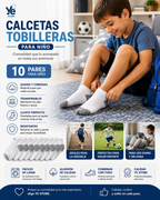 Calcetas Tobilleras Niño 10 Pares Algodón Suaves Cómodas Transpirables Escolares Deportivas 7247 YE STORE