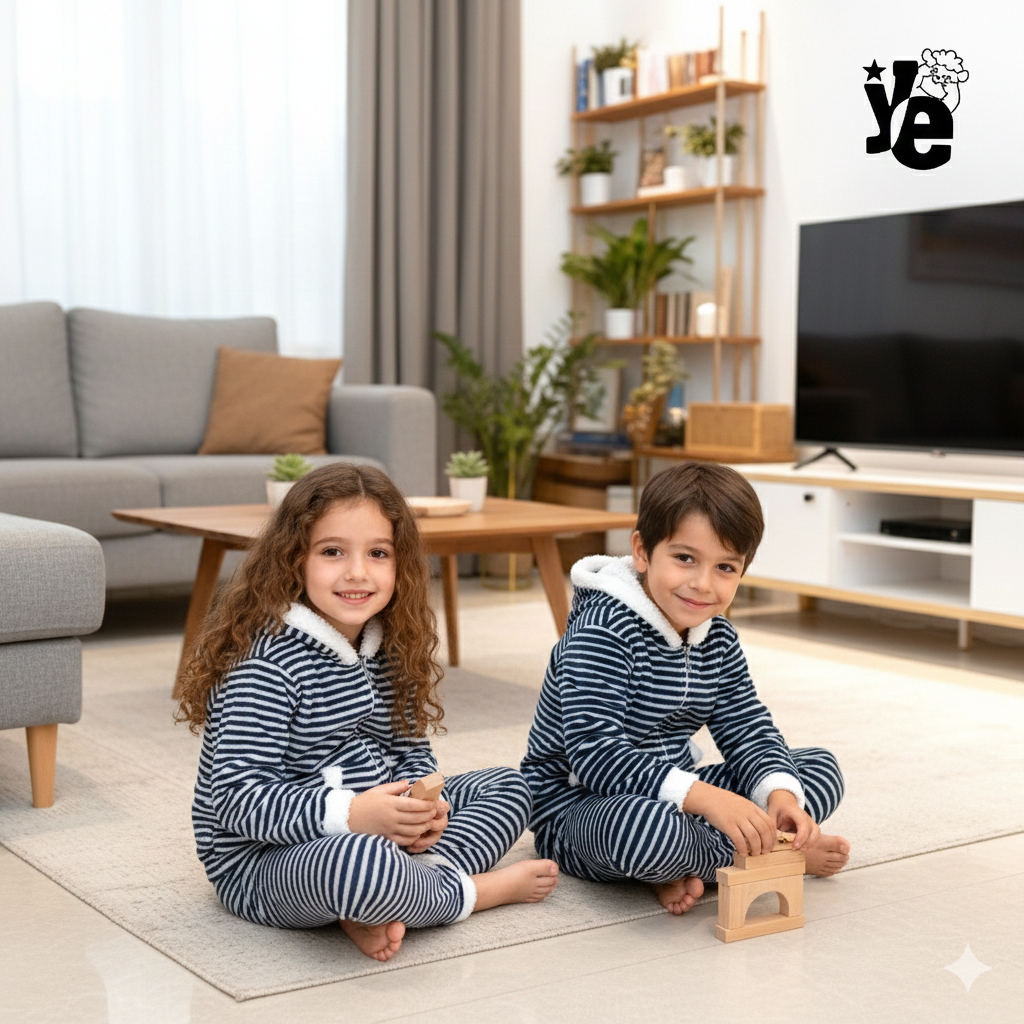 Pijama Térmica Infantil de 2 Piezas: Sudadera con Orejitas y Pantalón Ultra Suave