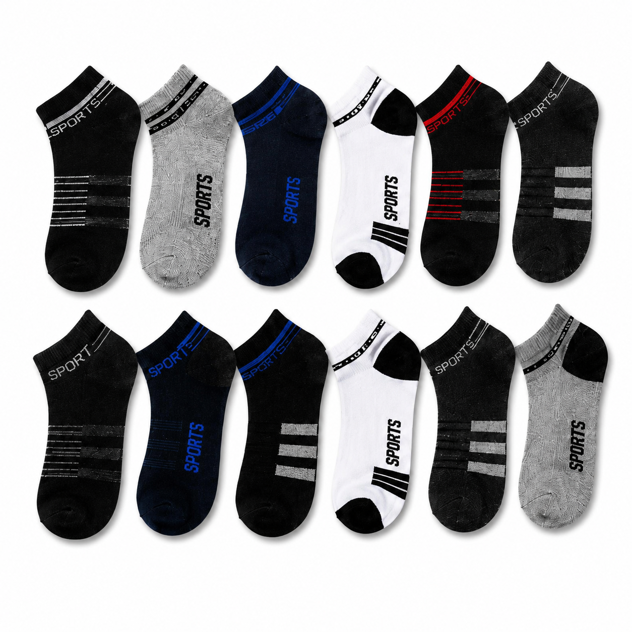 Calcetas Tobilleras Hombre 12 Pares Deportivas Transpirables Cómodas Casual Sports HC-58 YE STORE