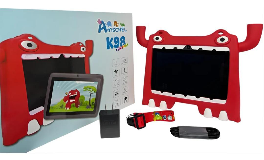 Tablet para Niños Amschel – Pantalla Táctil, WiFi y Funda con Diseño Divertido Antigolpes