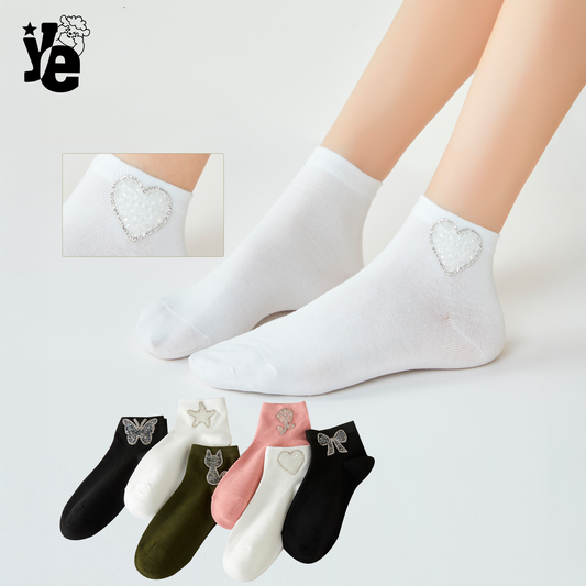 Calcetas Cortas para dama con detalles brillantes 6 a 12 pares Ye Store
