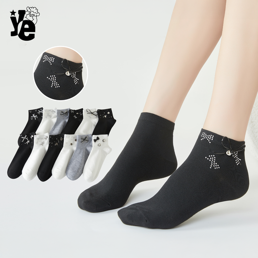 Calcetas Cortas para dama con detalles brillantes 6 a 12 pares Ye Store