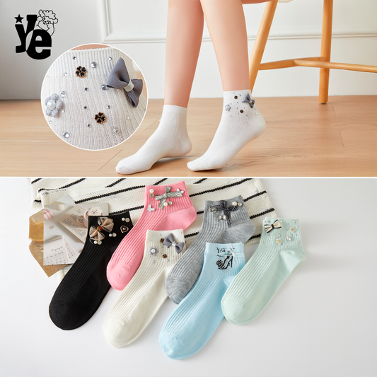 Calcetas Cortas para dama con detalles brillantes 6 a 12 pares Ye Store