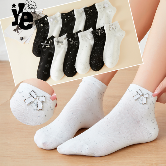 Calcetas Cortas para dama con detalles brillantes 6 a 12 pares Ye Store