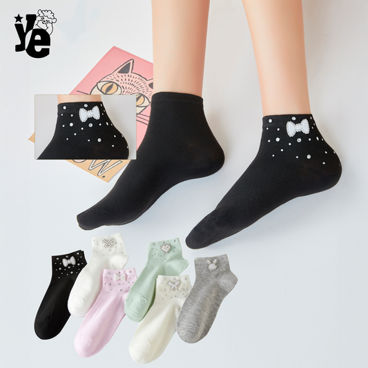 Calcetas Cortas para dama con detalles brillantes 6 a 12 pares Ye Store