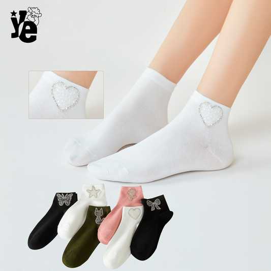 Calcetas Cortas para dama con detalles brillantes 6 a 12 pares Ye Store