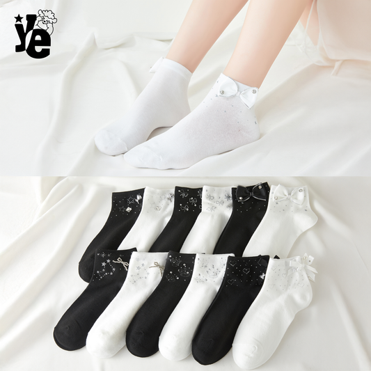Calcetas Cortas para dama con detalles brillantes 6 a 12 pares Ye Store