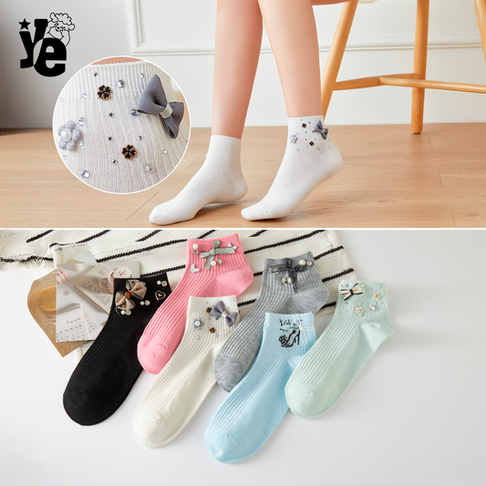 Calcetas Cortas para dama con detalles brillantes 6 a 12 pares Ye Store